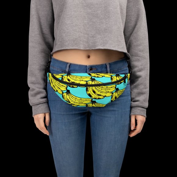 Brand New! Aqua Banana Print Fanny Pack/Crossbody Bag - Picture 4 of 7